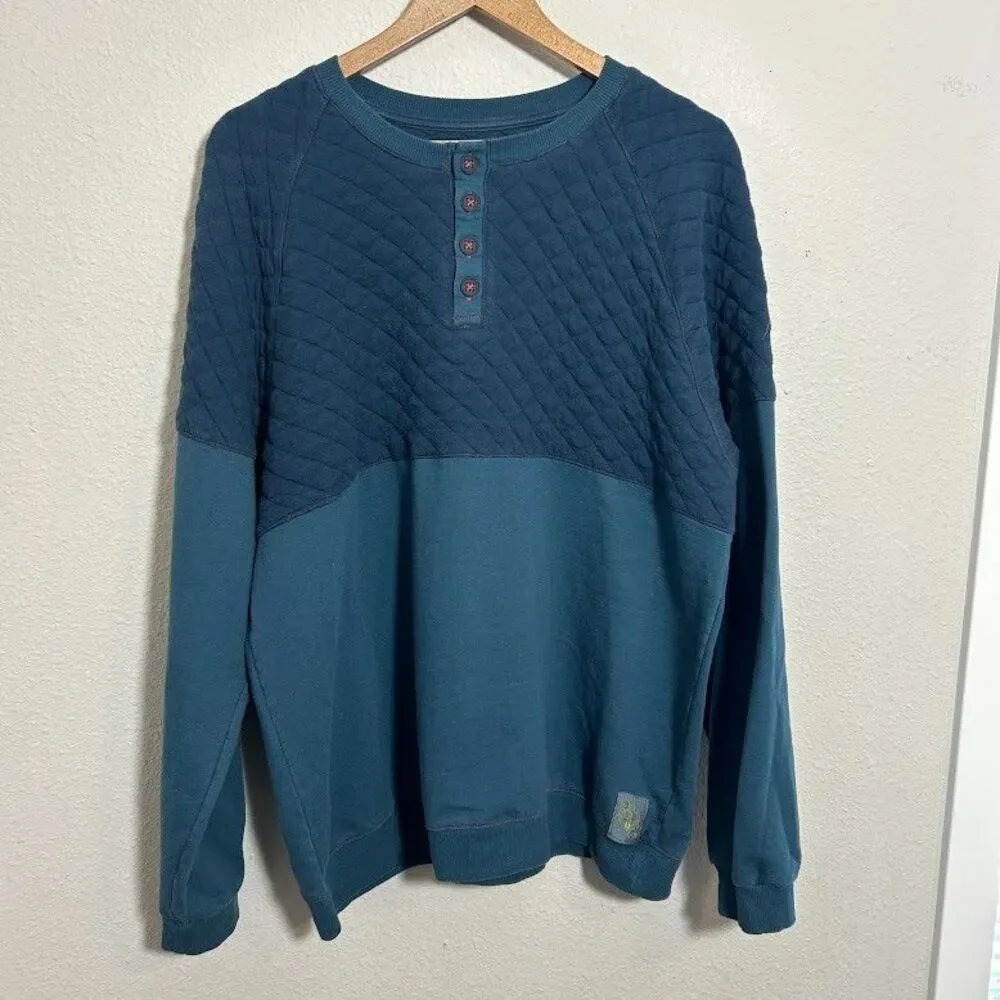 Critical Role Sweatshirt Mens XL Blue Quilted Henley Battle-tested in Exandria